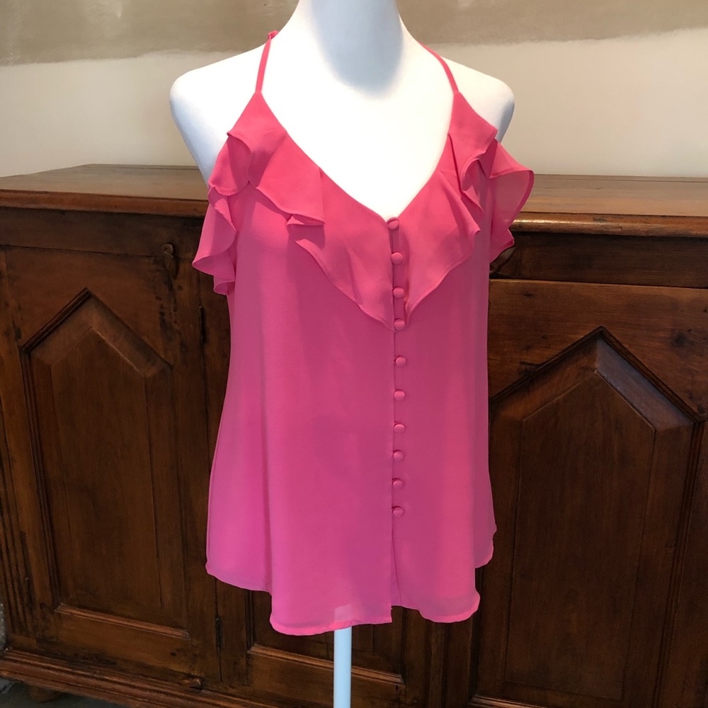 Naked Zebra Pink Flirty Ruffle Summer Blouse